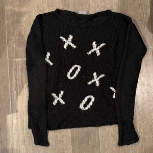 Wooden Ships Black Sweater with White XO Design
